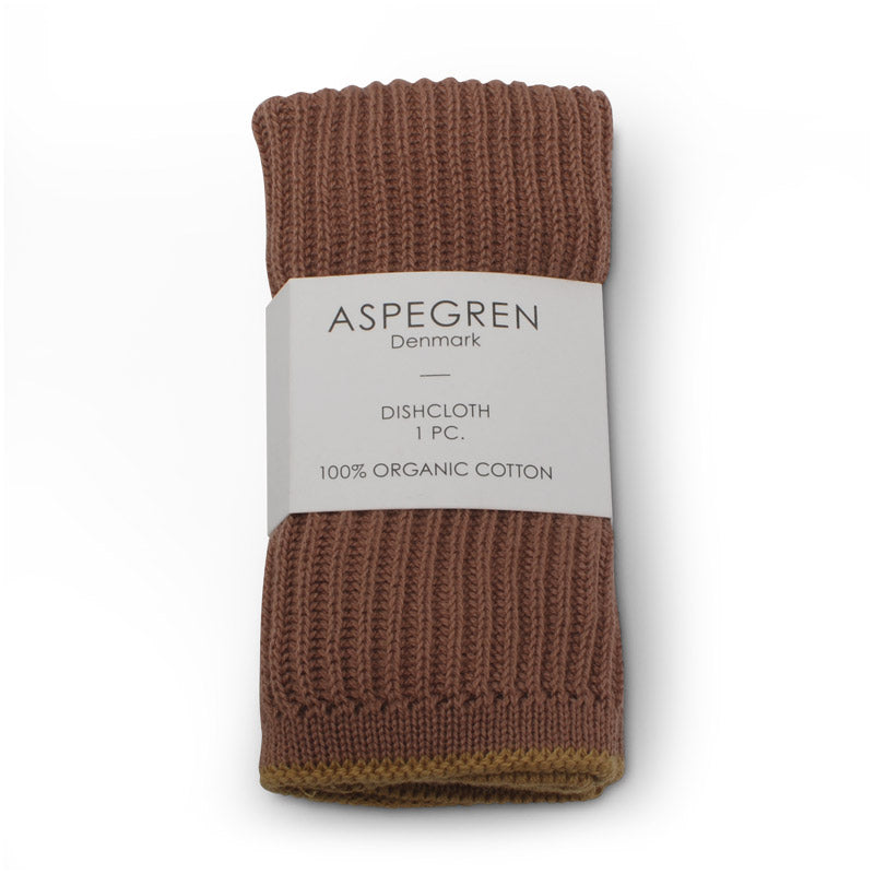 Aspegren Design Denmark Organic Dishcloth Knitted Ripple Rootbeer
