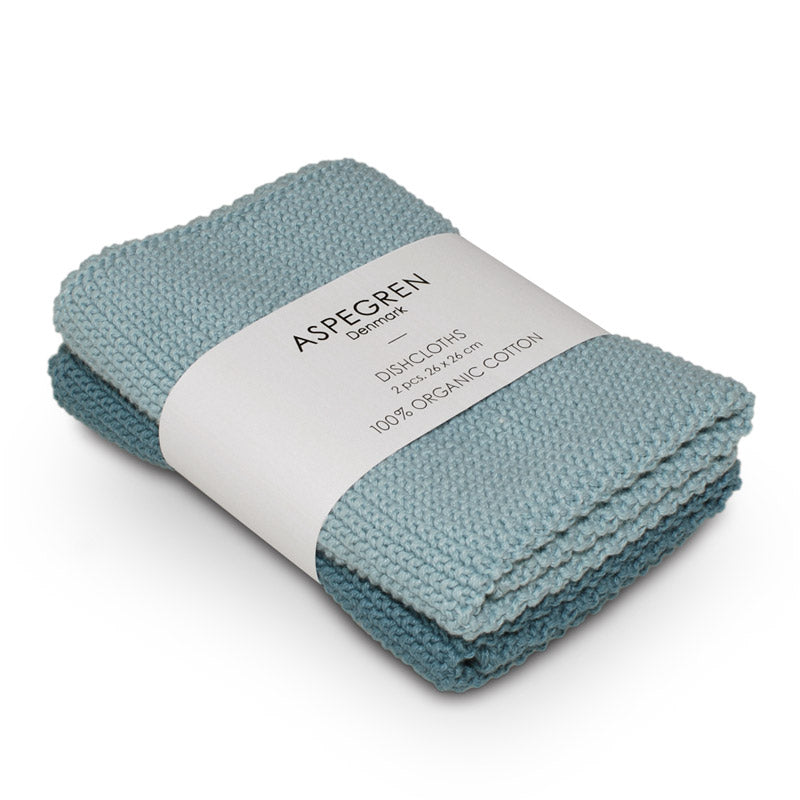 Aspegren Design Denmark Organic Dishcloth Knitted Solid Aqua