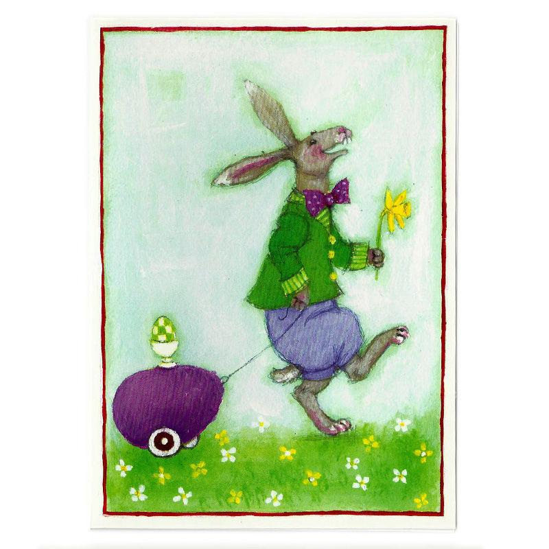 Aspegren Design Denmark Organic Postcard Hare with Eggcart