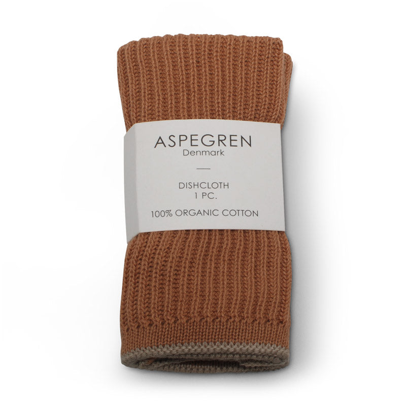 Aspegren Design Denmark Organic Dishcloth Knitted Ripple Camel