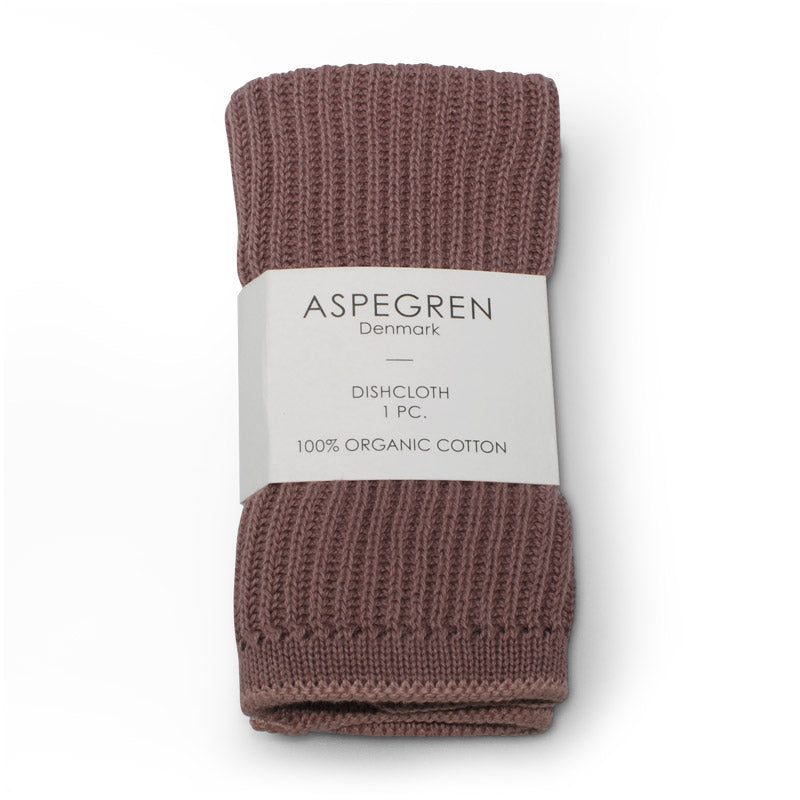 Aspegren Design Denmark Organic dishcloth knitted Ripple Elderberry