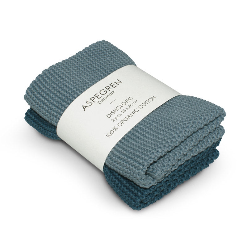 Aspegren Design Denmark Organic Dishcloth Knitted Solid Blue