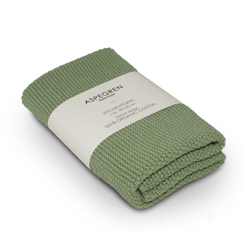 Aspegren Design Denmark Organic Kitchen Towel Solid Alo Green