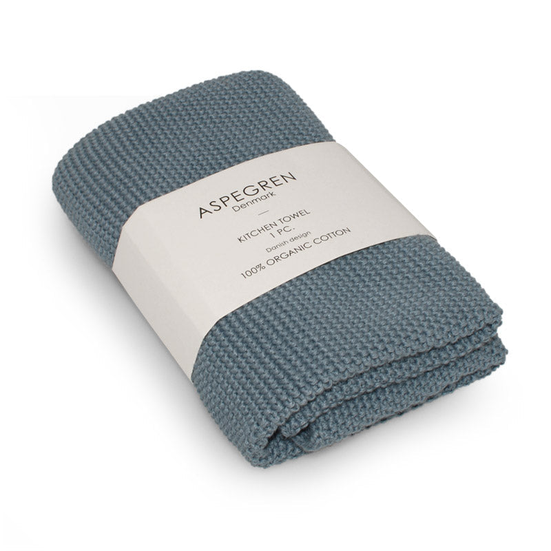 Aspegren Design Denmark Organic Kitchen Towel Solid Blue Sky