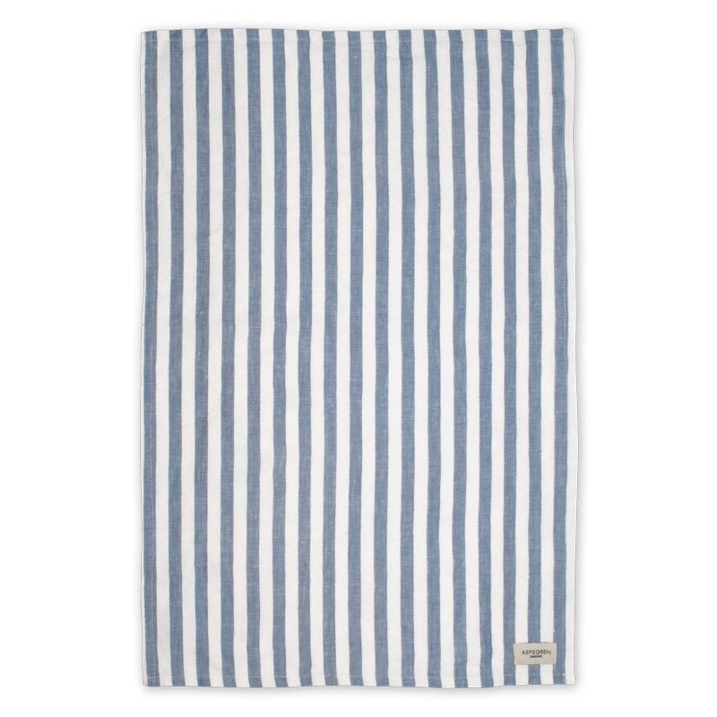Aspegren Design Denmark Organic Tea Towel Lines Pearl and Blue