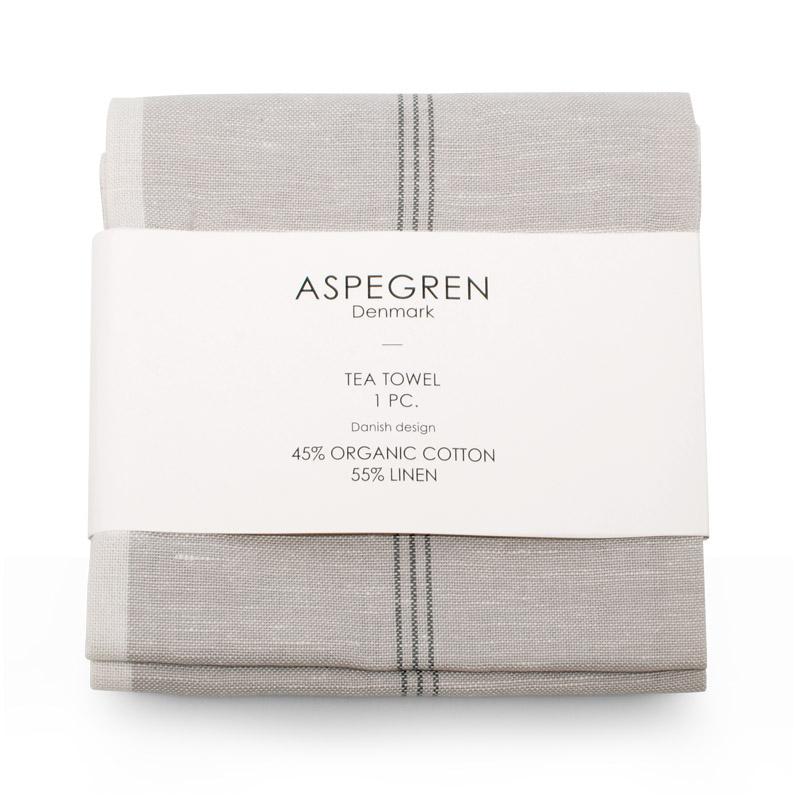 Aspegren Design Denmark Organic Tea Towel Pinstripes Silver Gray